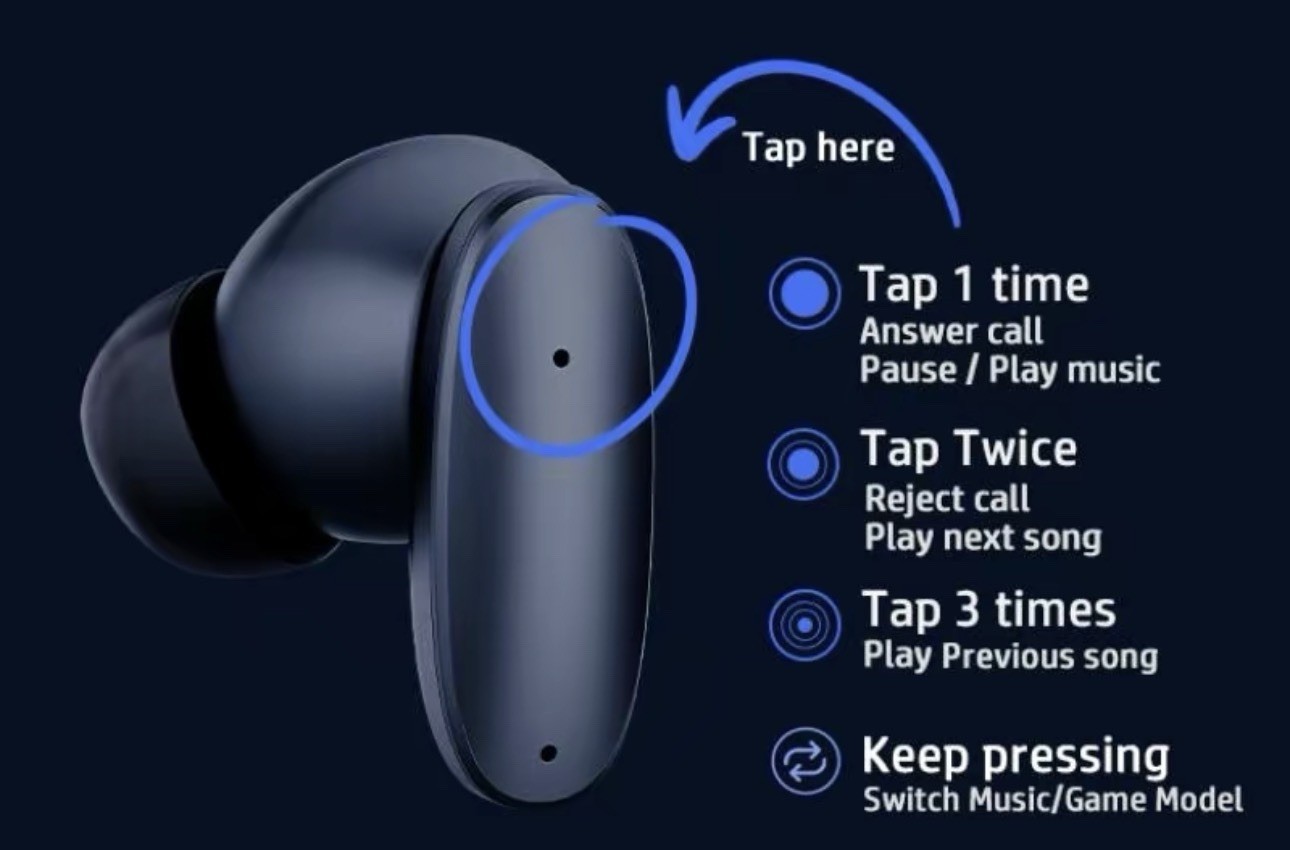 HP Bluetooth Wireless Earbuds Touch Control Waterproof Charging Case In Ear