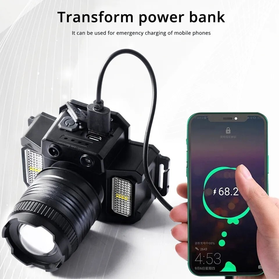 990000LM LED Headlamp Rechargeable Headlight Zoomable Head Torch Lamp Flashlight
