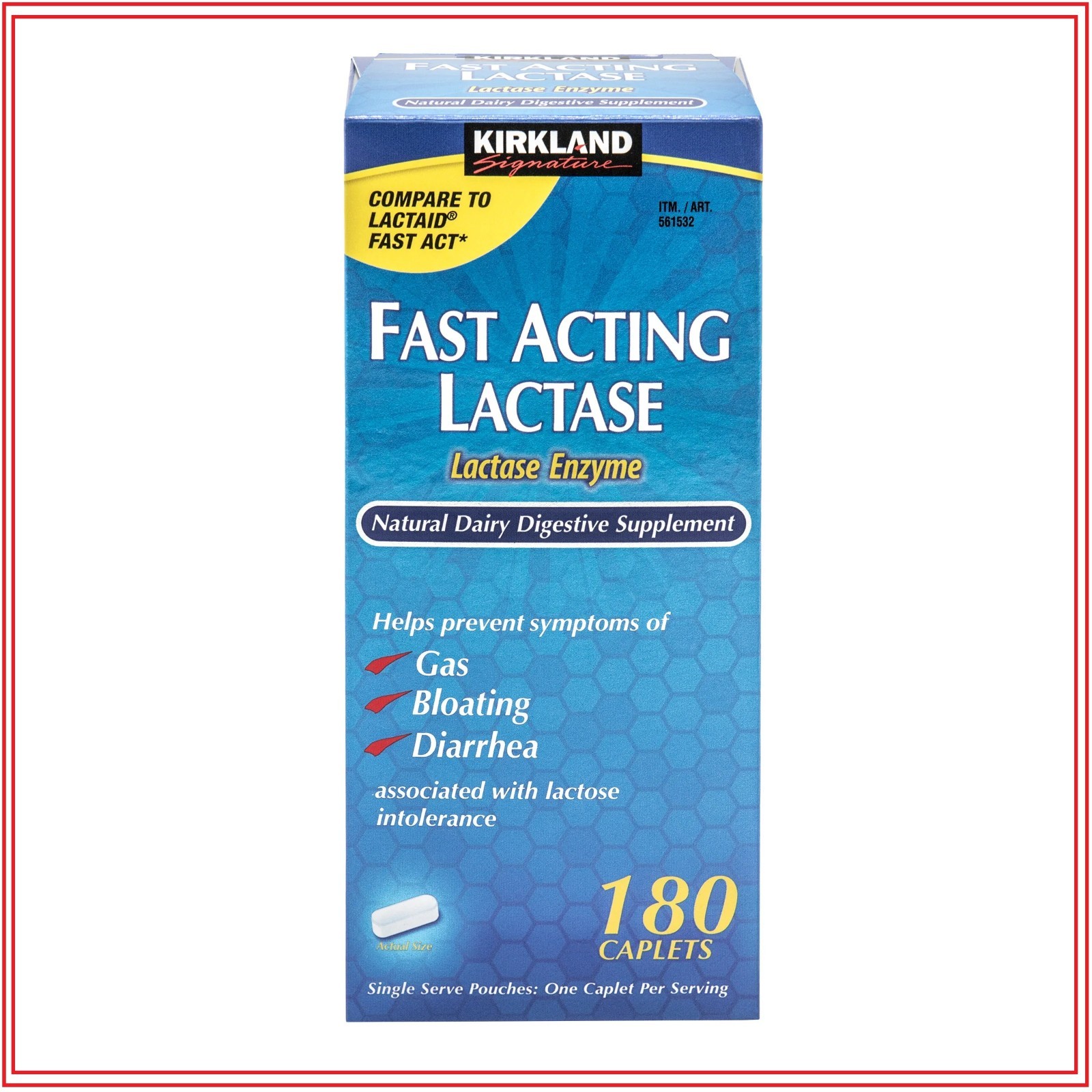 Kirkland Signature Fast Acting Lactase, 180 Caplets - Fresh! - Free Shipping!