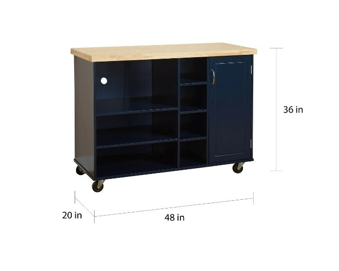 Rolling Microwave Storage Cart Utility Cabinet Coffee Station Kitchen White Wood
