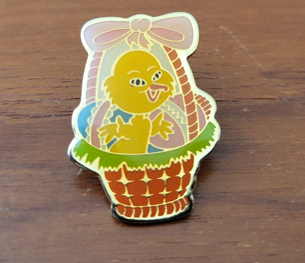 Vintage SWIB Chick In Easter Egg Basket Lapel Pin