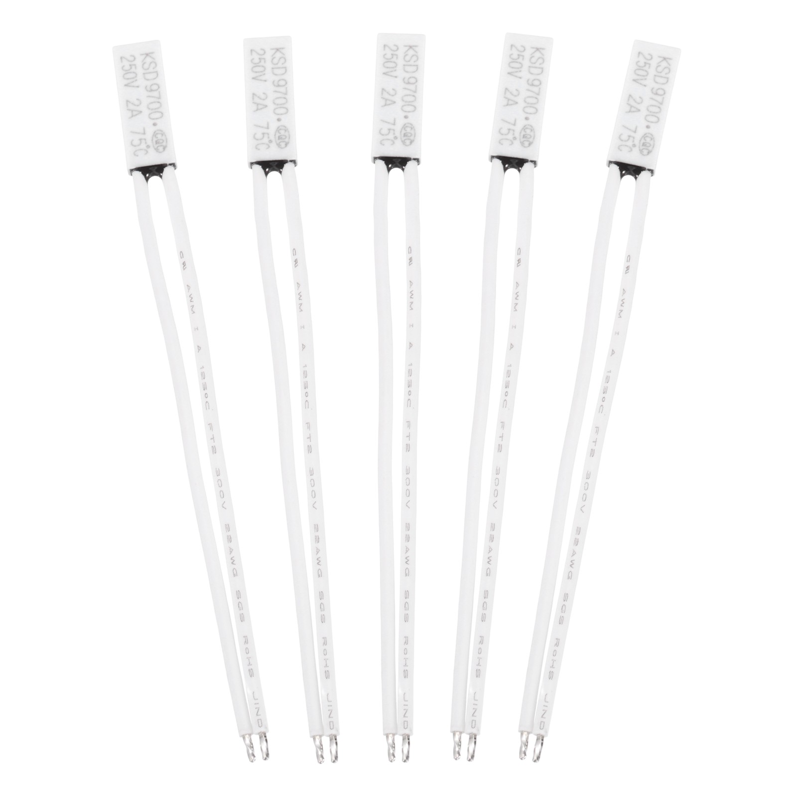 5 Pcs KSD9700 Thermostat 75°C/167°F Temperature Switch N.C 2A Plastic