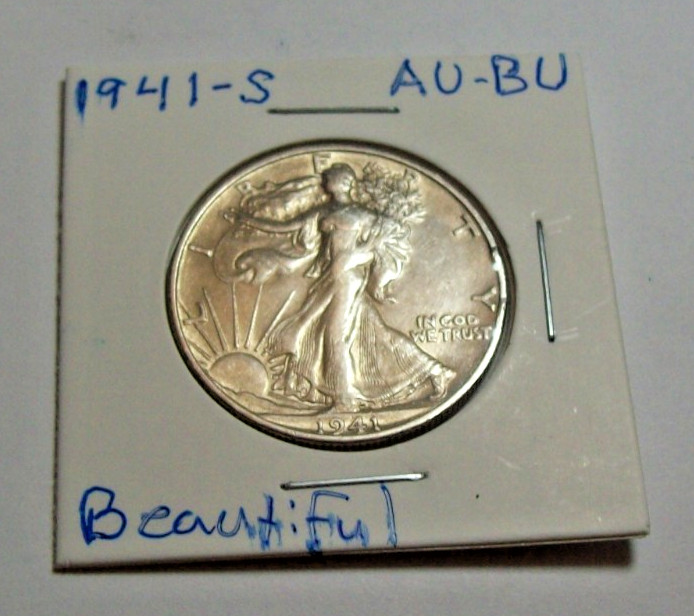 1941-S Walking Liberty Silver Half Dollar Minty AU-BU Nice Coin