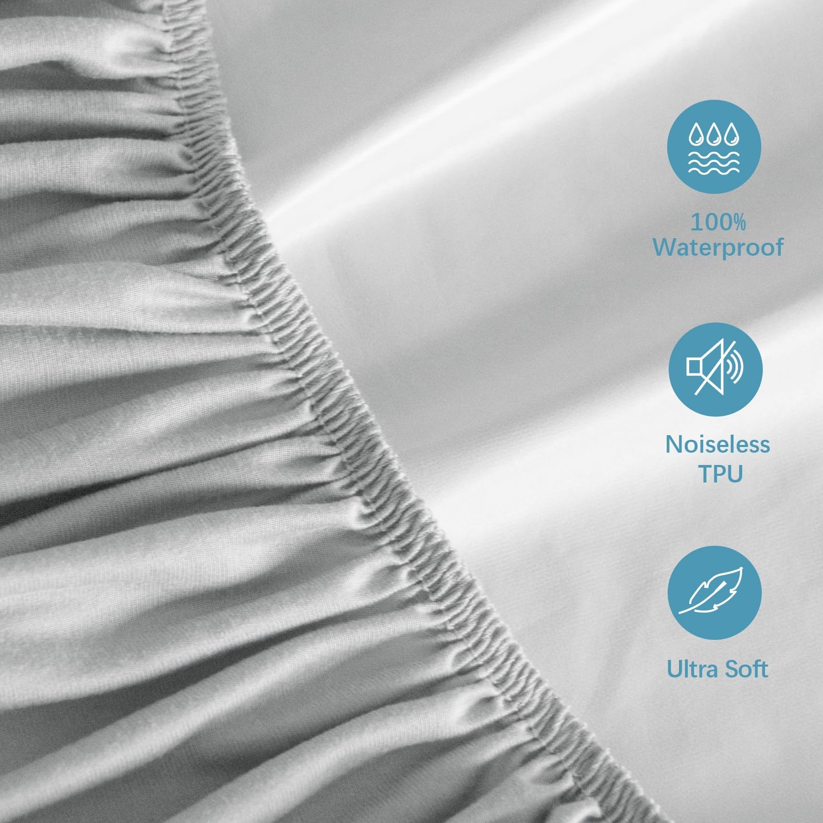 Queen Mattress Protector Waterproof, 60" x 80", Grey