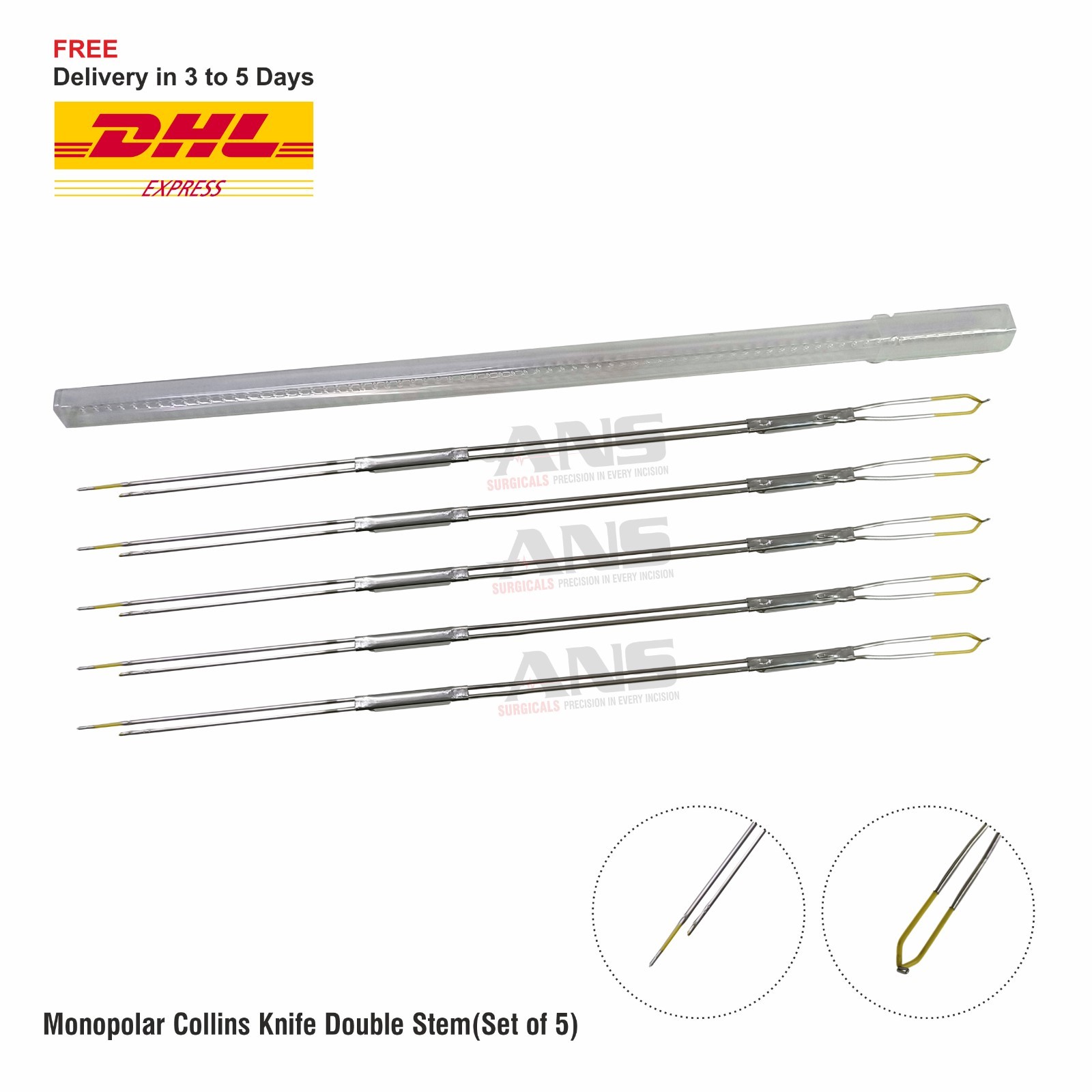 ANS MONOPOLAR COLLINS KNIFE DOUBLE STEM  PACK OF 5