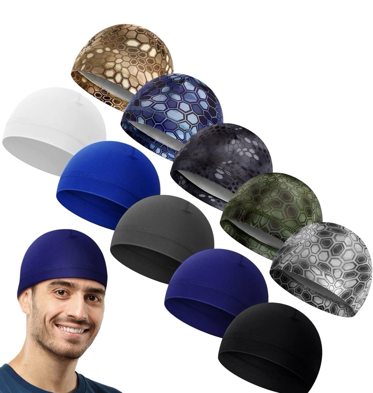 Breathable Lightweight Cooling Skull Cap Helmet Liner 22.8in Polyester