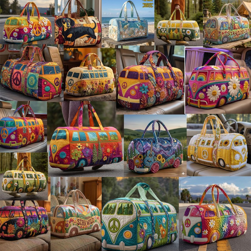 Quilted Embroidery Travel Duffel Bag Handbag Multi-use Sport Gym Luggage Bag