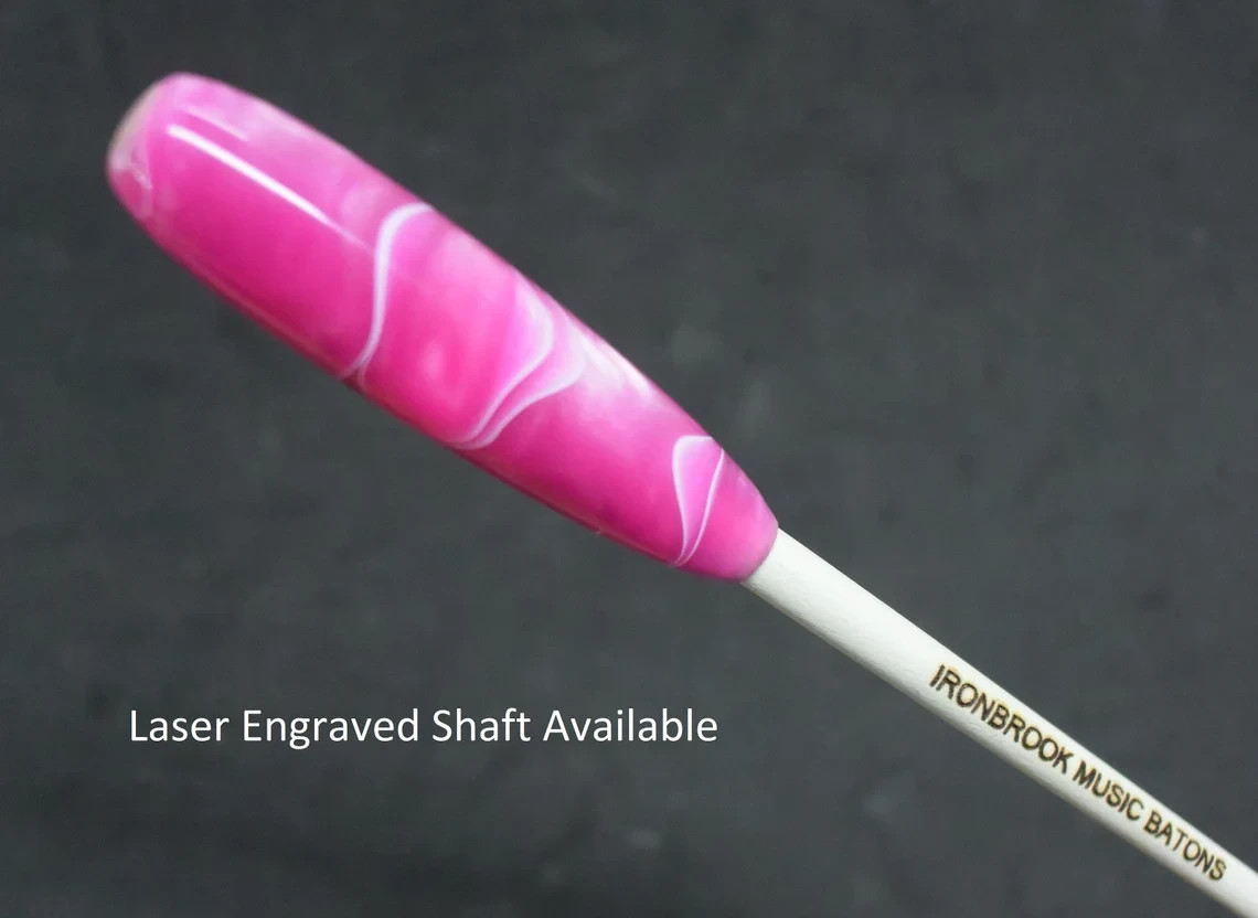 Music Conductor Baton - Hot Pink acrylic swirl with Gift Box
