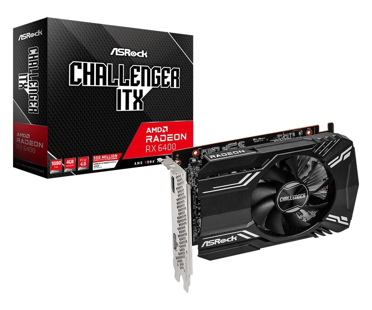 AMD Radeon RX 6400 Challenger ITX 4GB GDDR6 0dB Cooling 16 Gbps Graphics Card