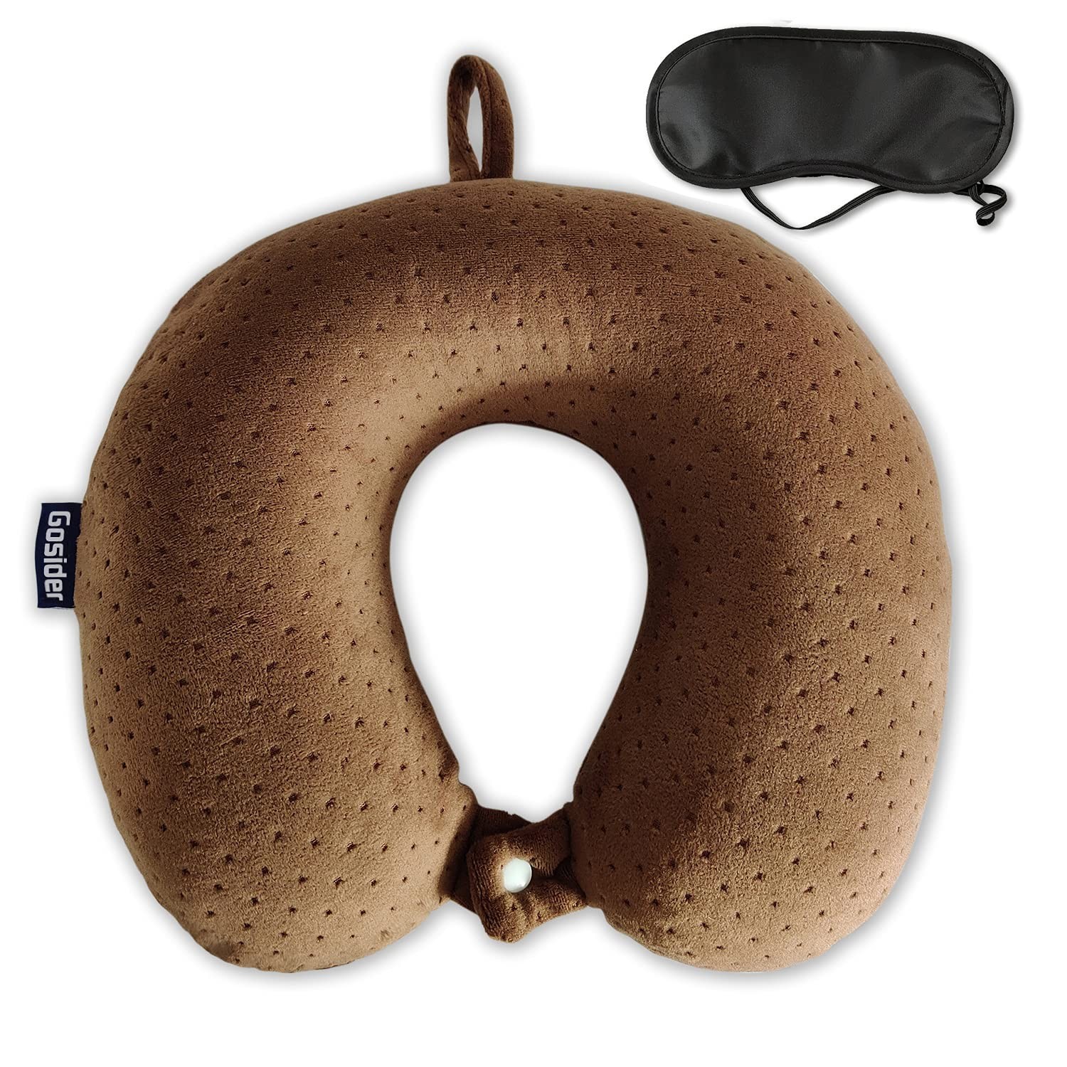 Gosider Memory Foam Travel Pillow, Comfortable 11.8x11.8x3.94 inch, Brown