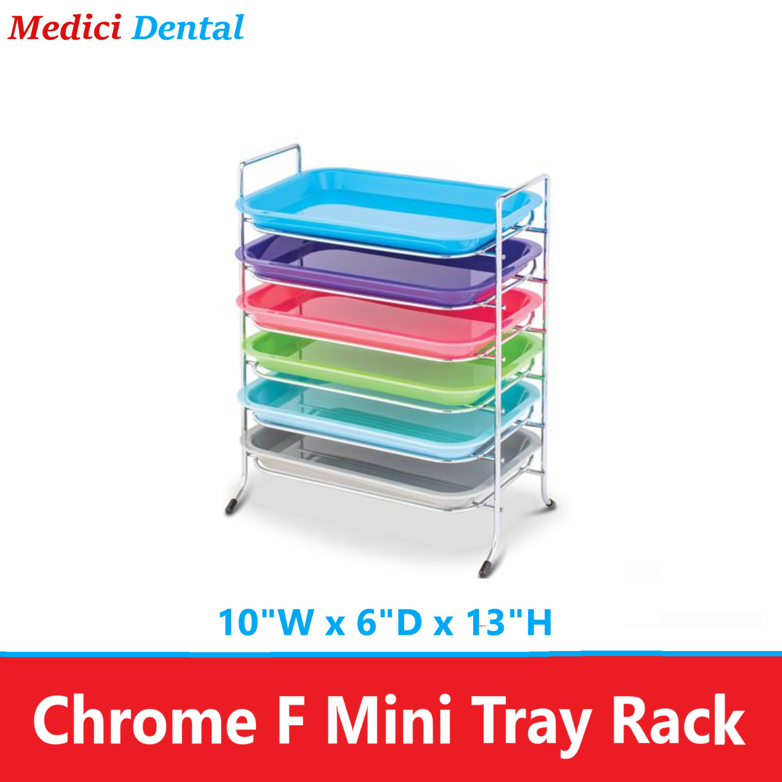 Dental Medical Chromed Steel Instrument Tray Rack for Size F" Mini Tray Rack