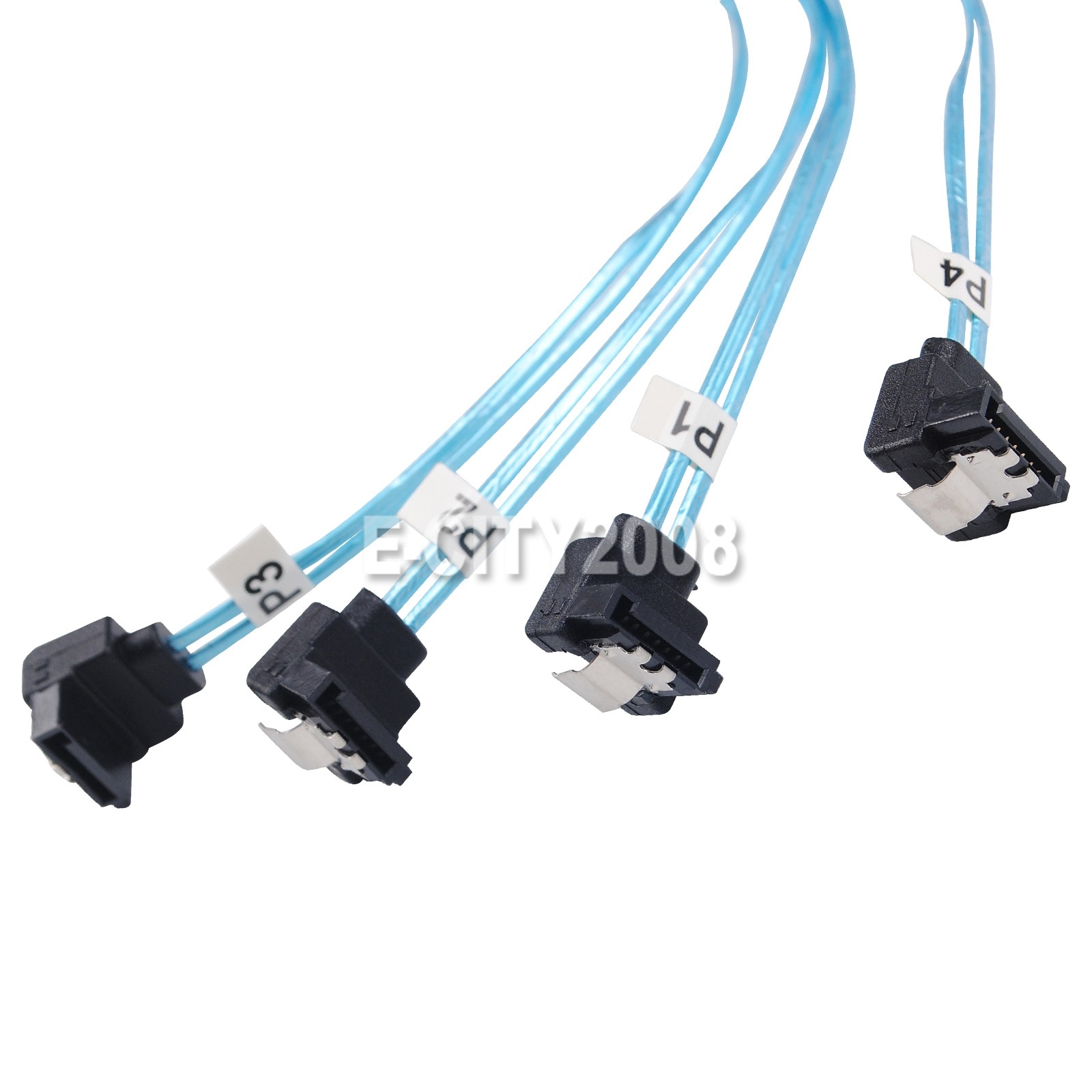Mini SAS to 90° 4 SATA SFF-8087 Multi-Lane Forward Breakout Splitter Cable