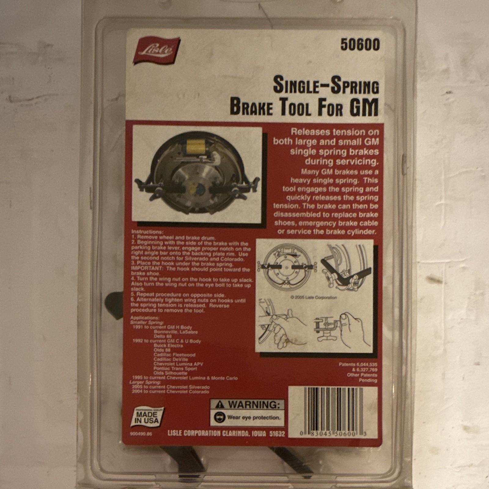 Lisle Single-Spring Brake Tool for GM 50600 Brand New In Box