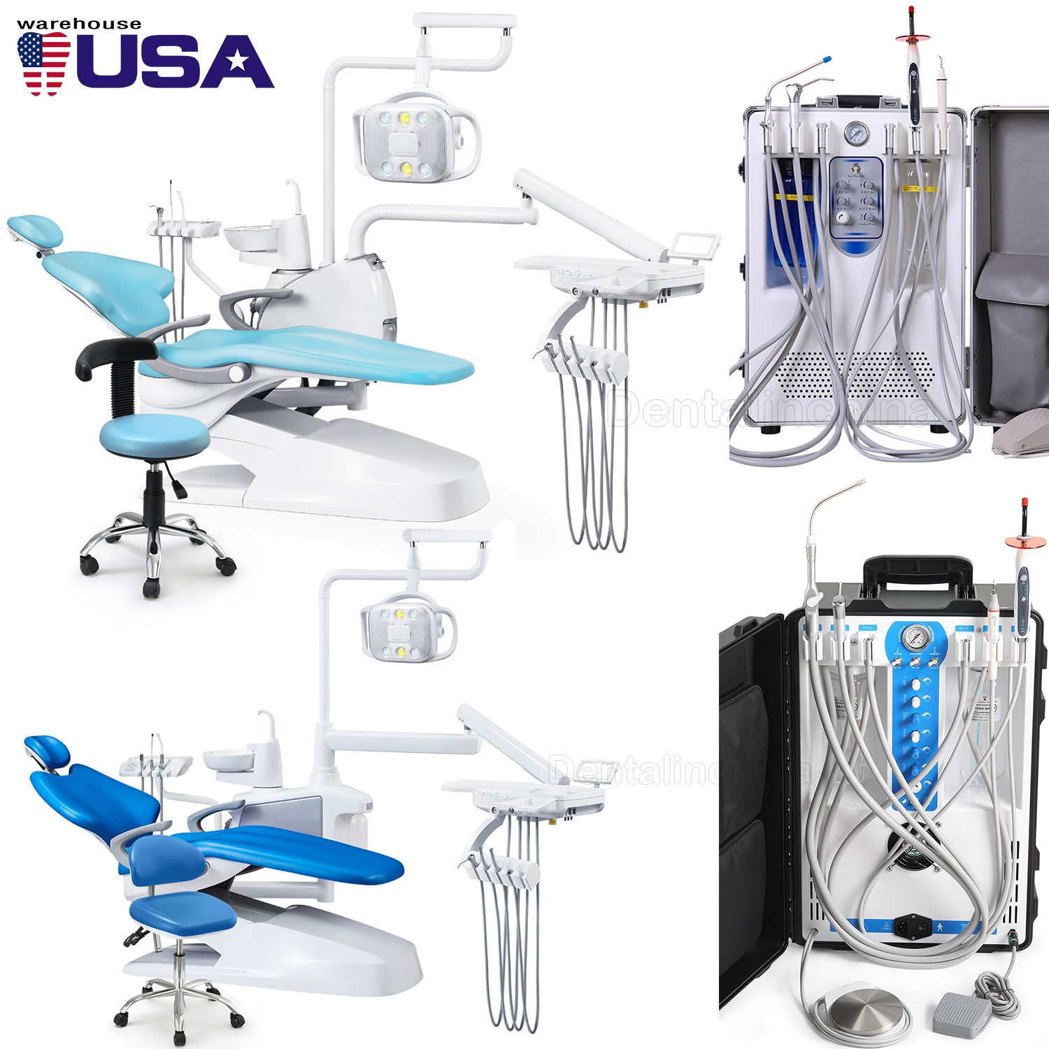 Dental Unit Chair Computer Controlled DC Motor + Stool /Moblie Delivery Unit USA