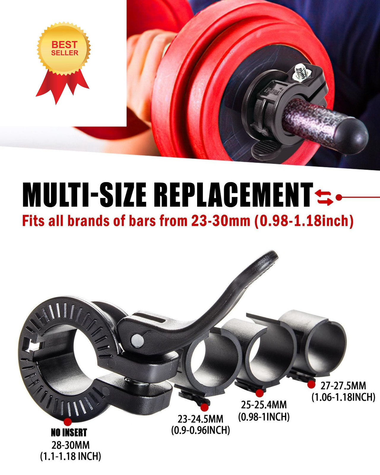 ZY-HUAN Mini Pro Barbell Clips 1 inch I Multi-Size Adjustable Black