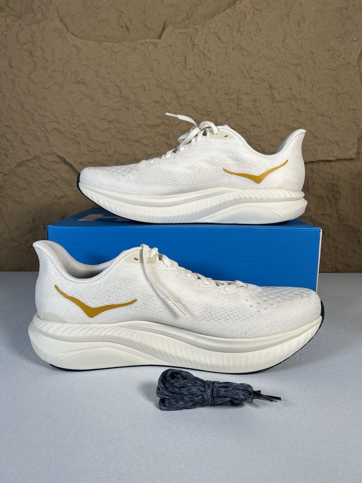 Hoka One One Mach 6 1164032-ALK Sneakers Men's US Size 13 Beige Running Shoes