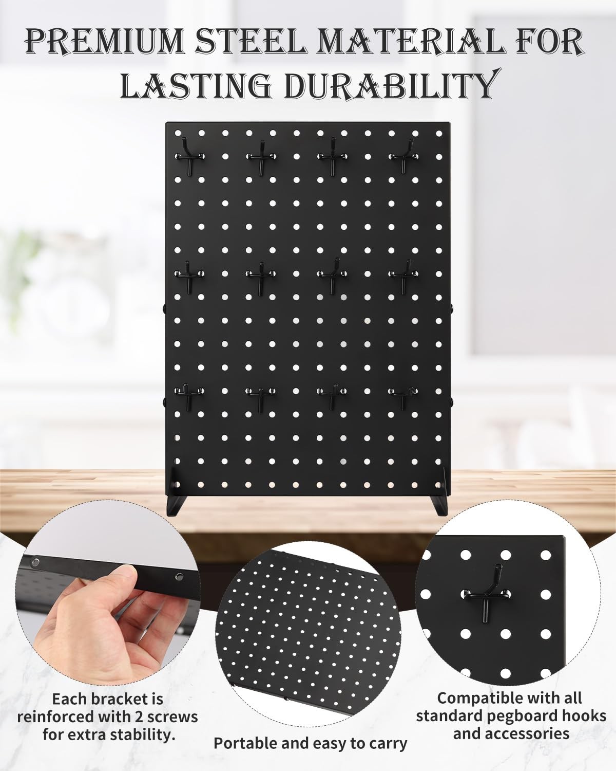 2Pcs Pegboard Display Racks With 24 Peg Hooks for Craft Show Display Rack, Me...