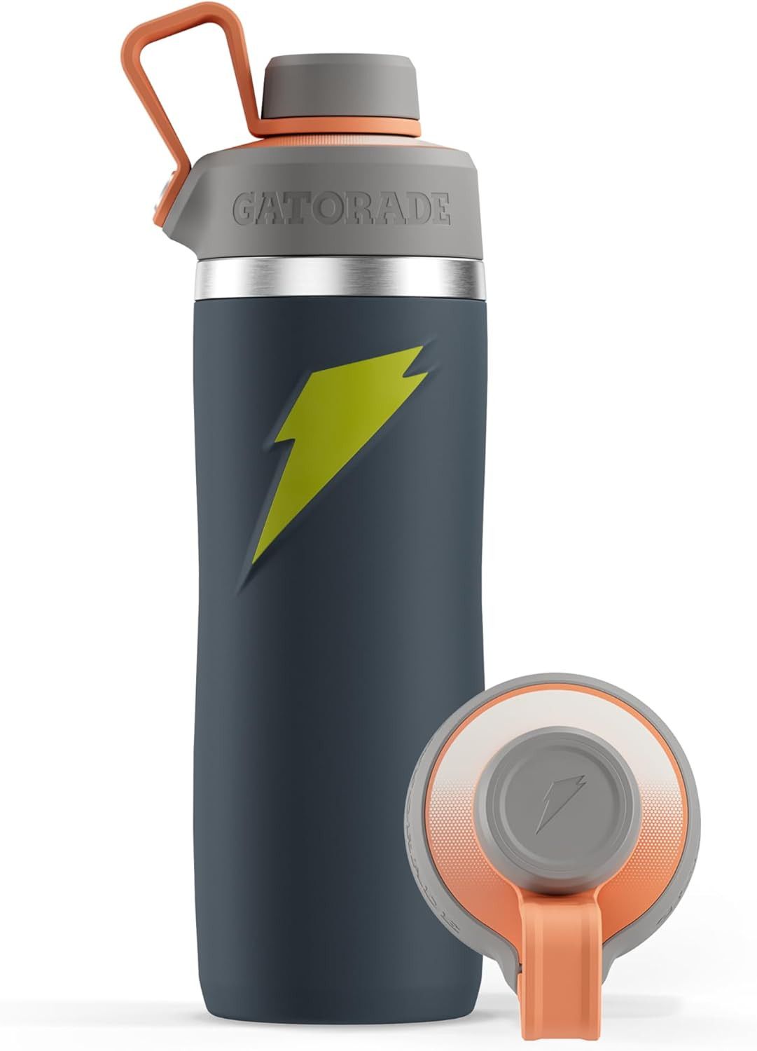 Gatorade 'Overtime' 32Oz Stainless Steel Water Bottle, Twist Cap, Grey/Neon Yell