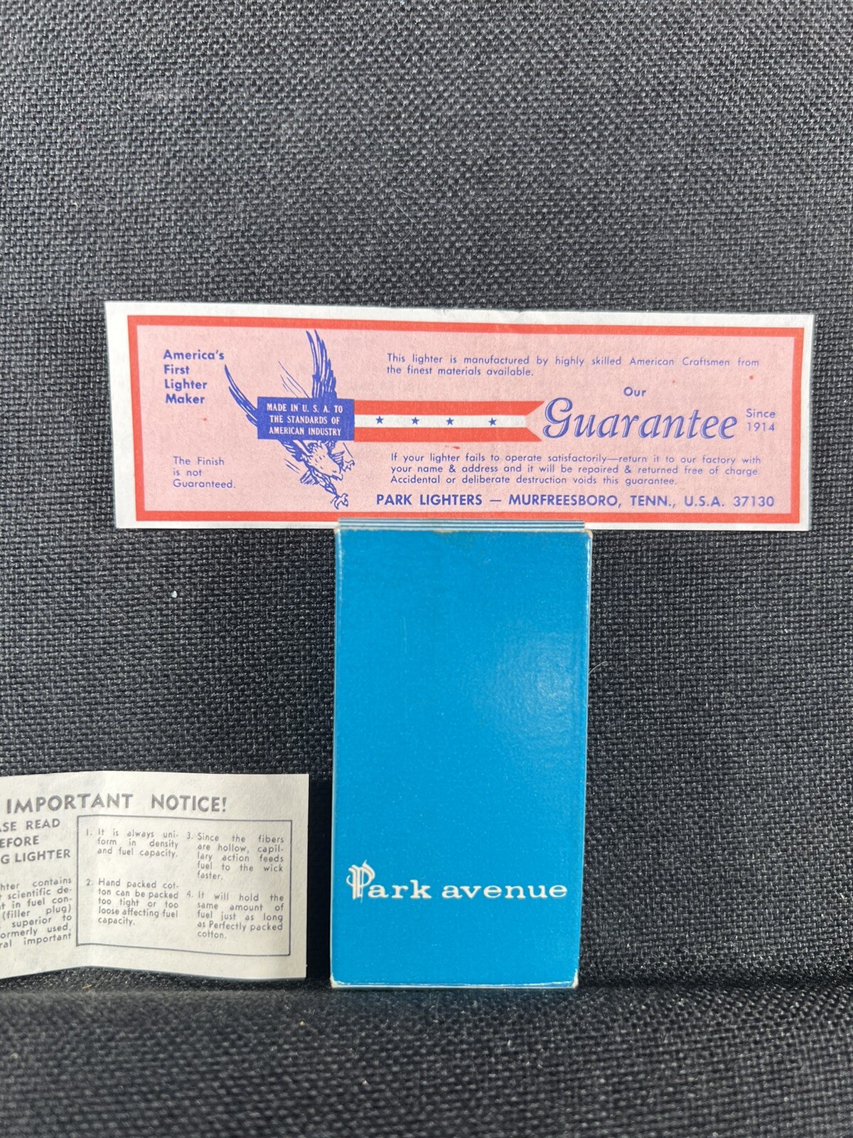 Park Avenue 43 Lighter Box with Guarantee & Instructions (only box)