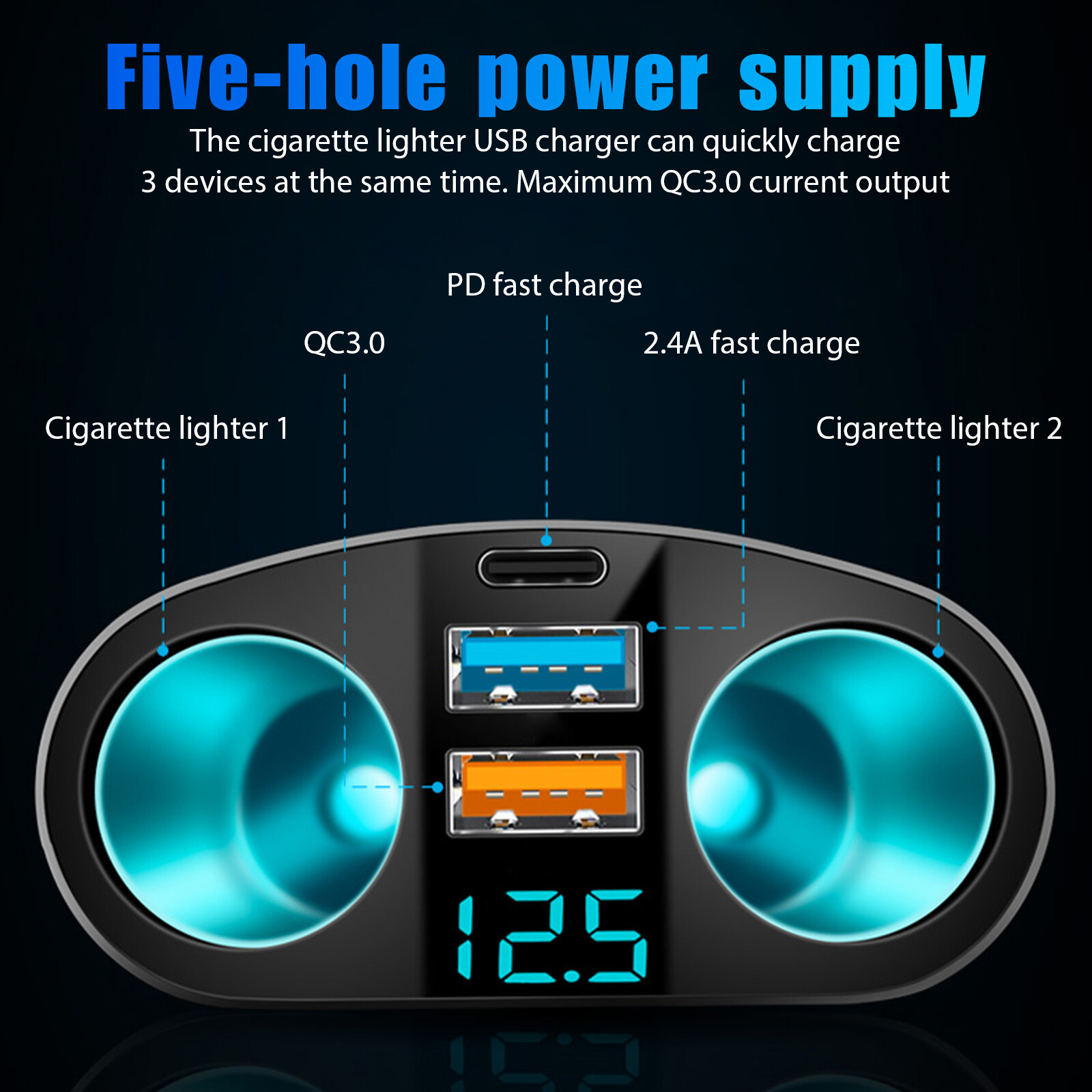 Car Cigarette Lighter Socket Adapter Dual USB Double Plug Charger Splitter 12V