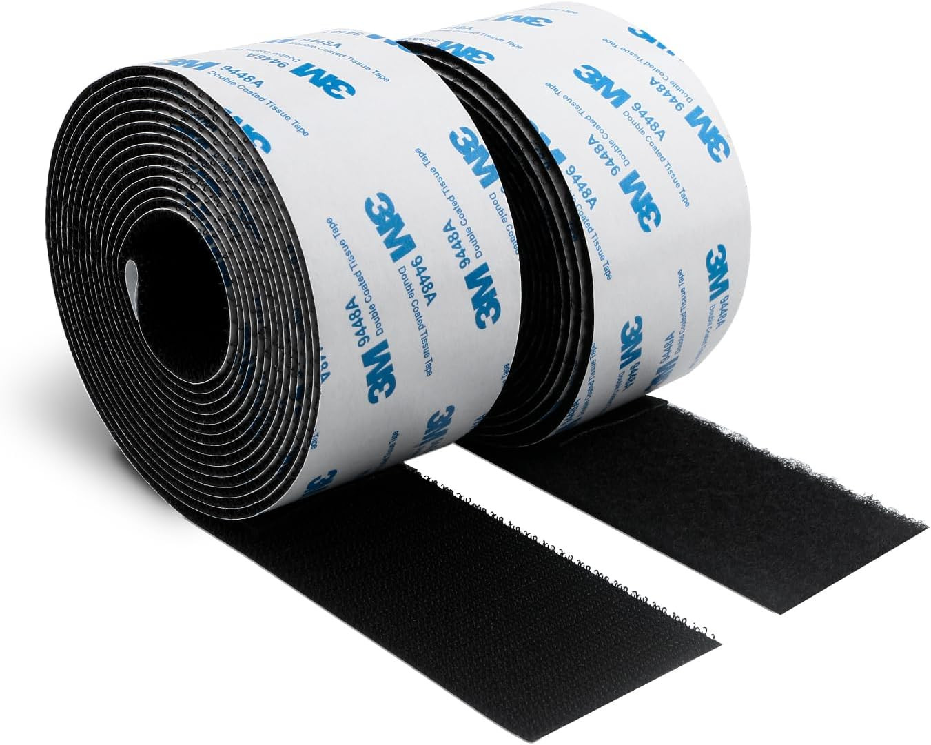 Hook and Loop Self Adhesive Tape 2" x 20ft Heavy Duty Fastener Black