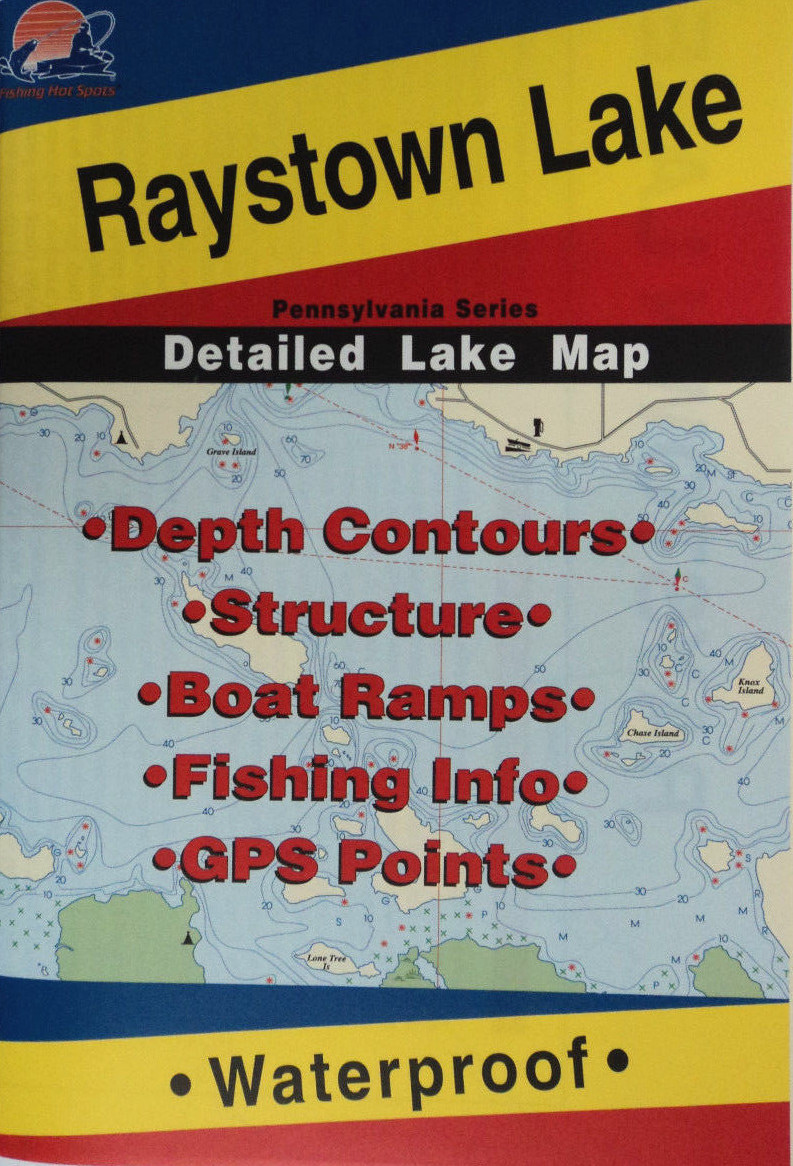 Raystown Lake Detailed Fishing Map, GPS Points, Waterproof, Depth Contours #L399