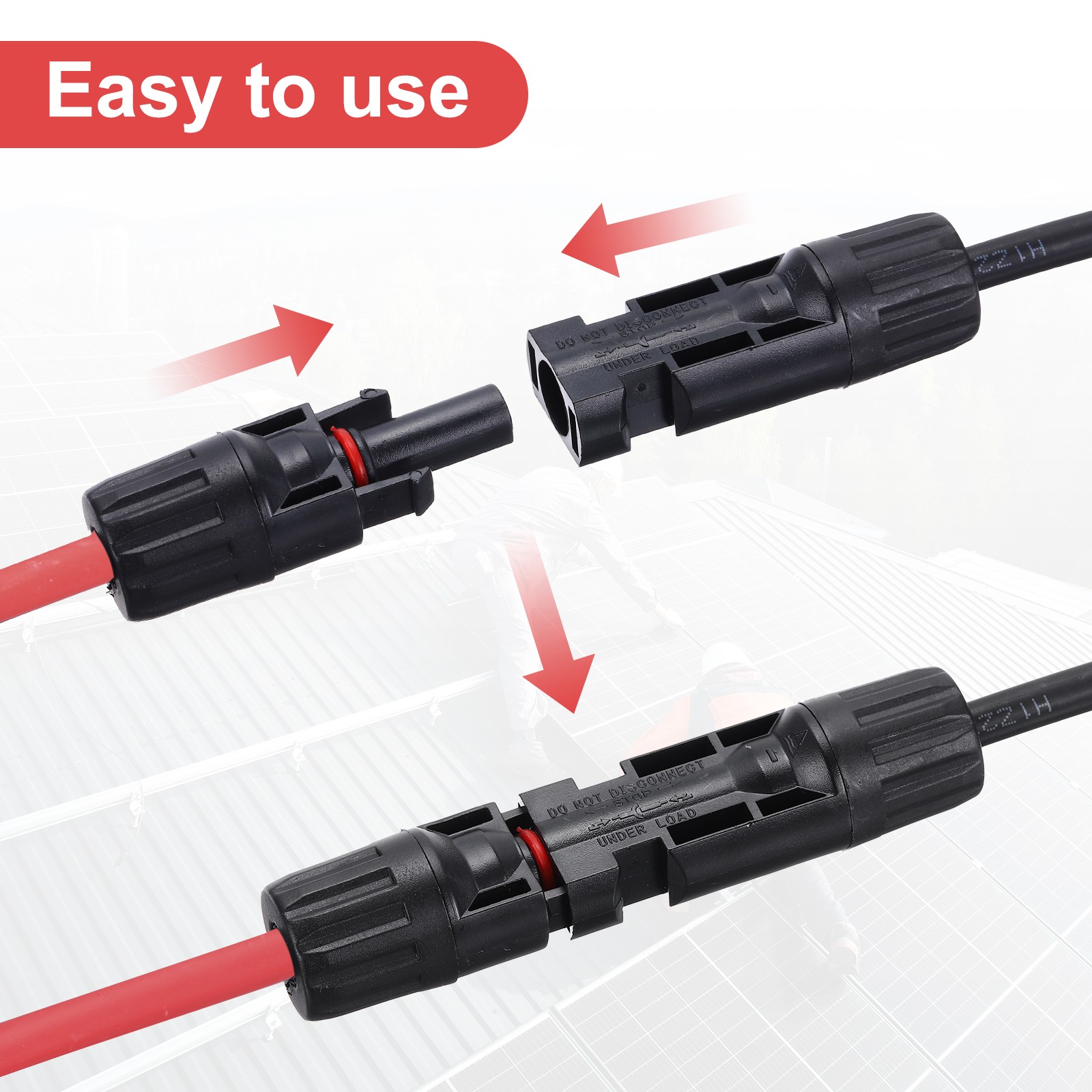 Solar Panel Connector Y Branch 2 to 1 Solar Panel Splitter Red Black