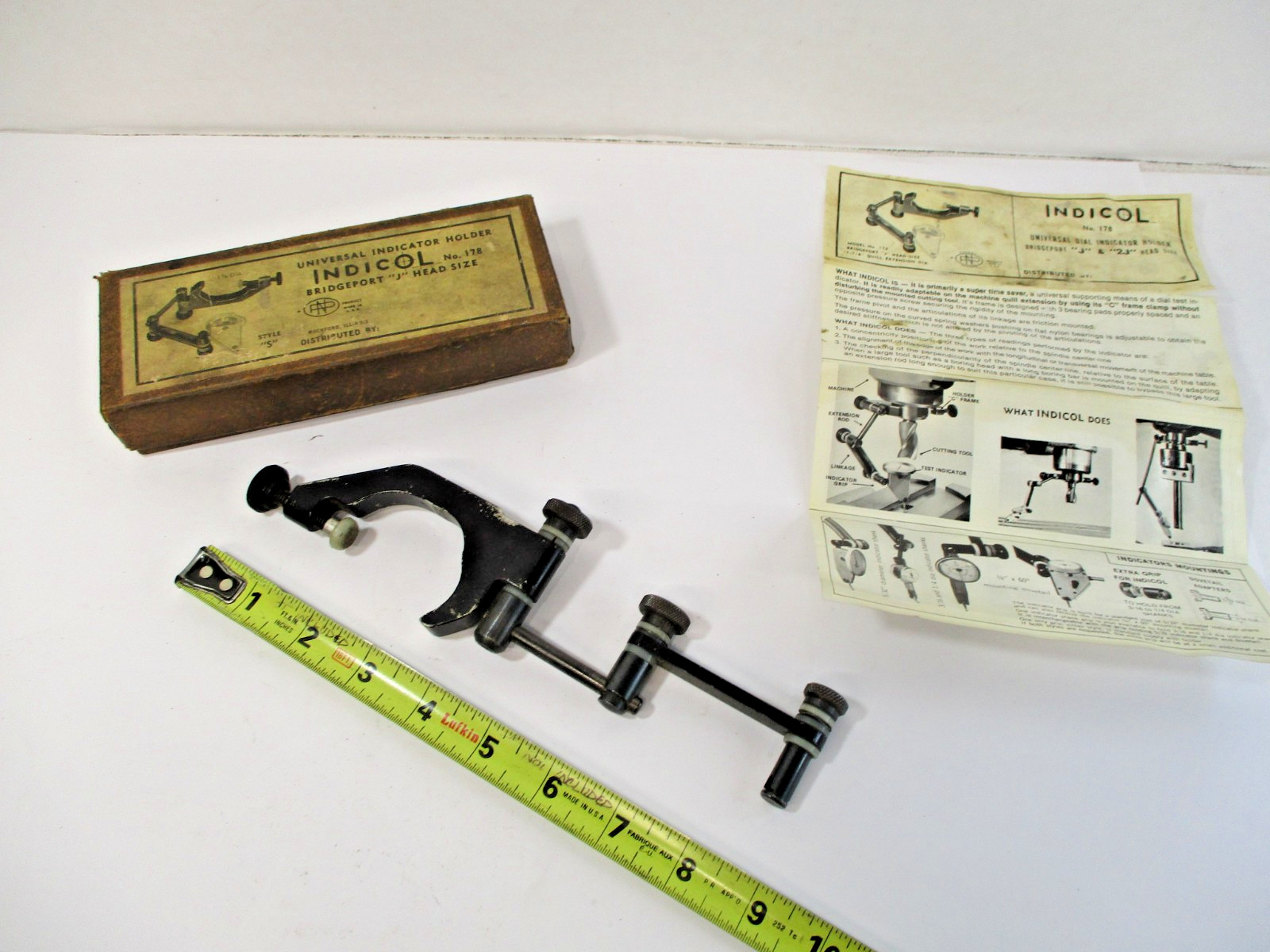 INDICOL # 178 Dial Indicator Holder Bridgeport J Head Style S Fits Interapid VGC