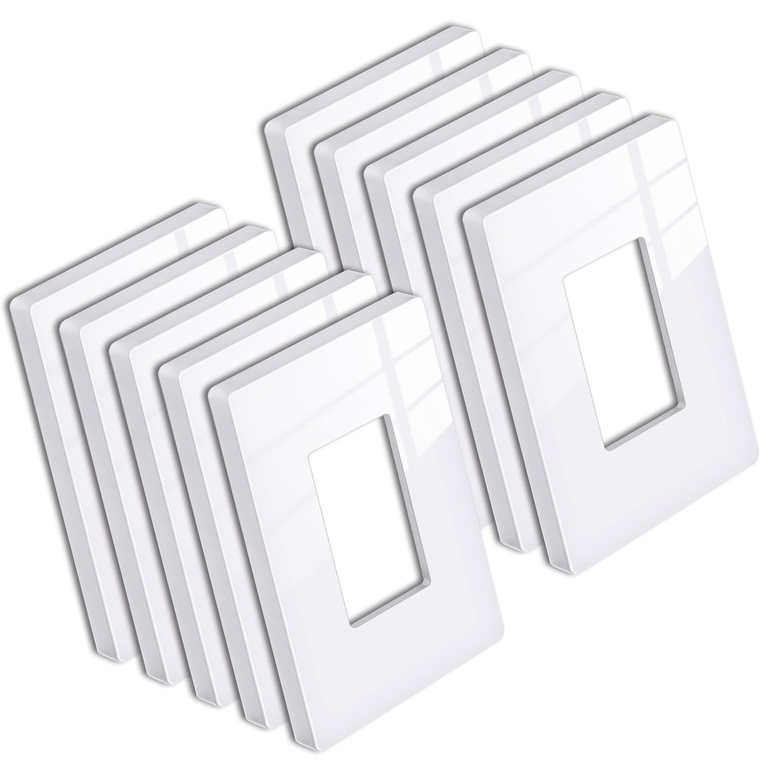 [10 Pack] 1 Gang Screwless Decorative Wall Plate, Mid-Size H4.88" x W3.11", U...