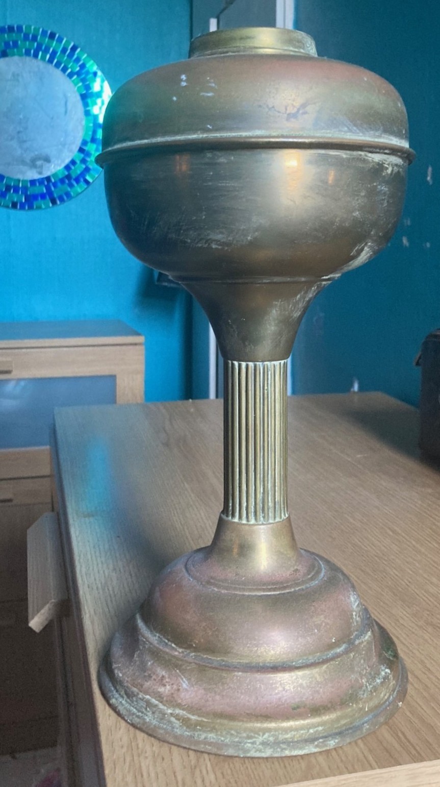 Brass & Copper 'Column' style Oil Lamp base - needs love and attention - bargain