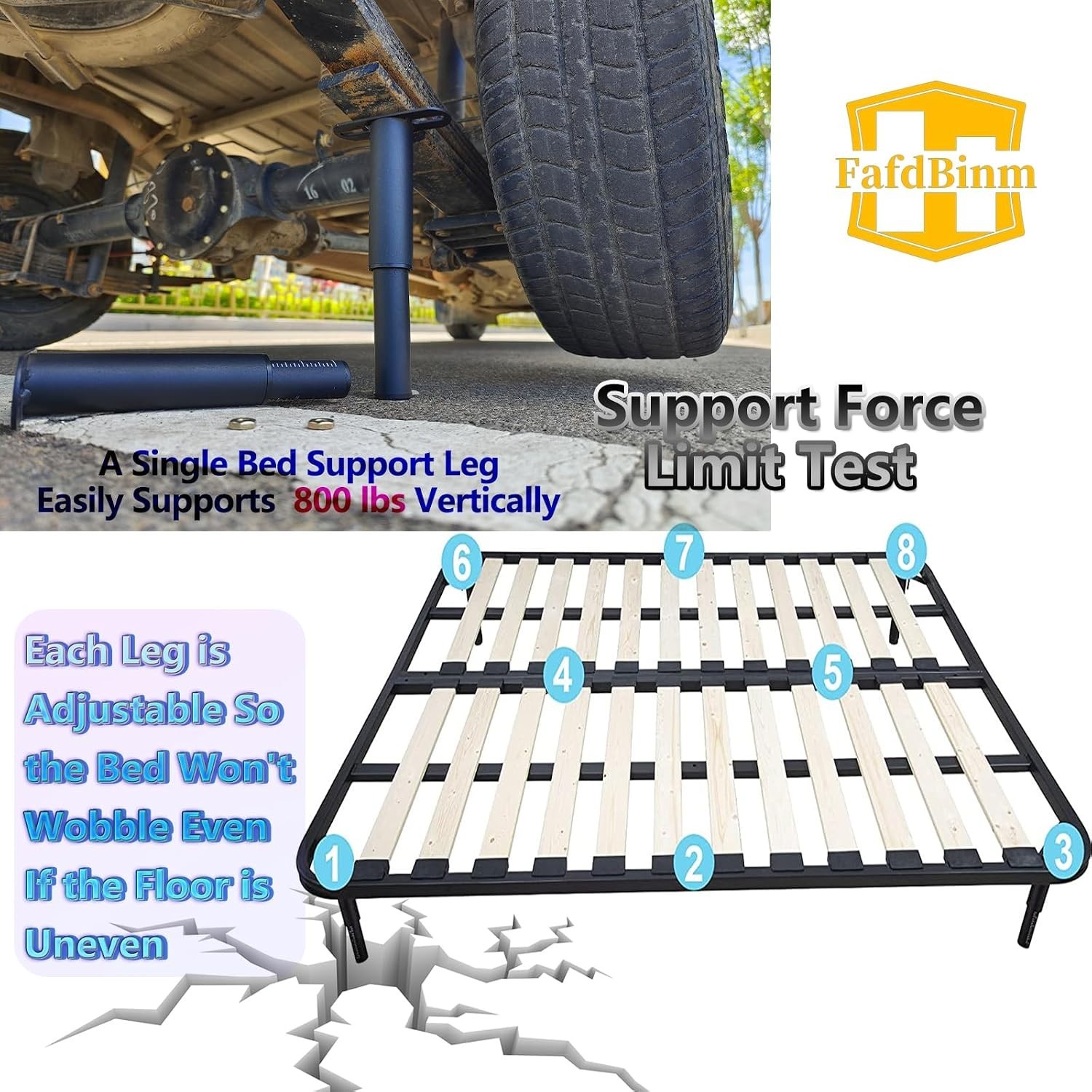 4PC Bed Frame Support Legs Stabilizer Replacement Universal Slat Reinforcemen...