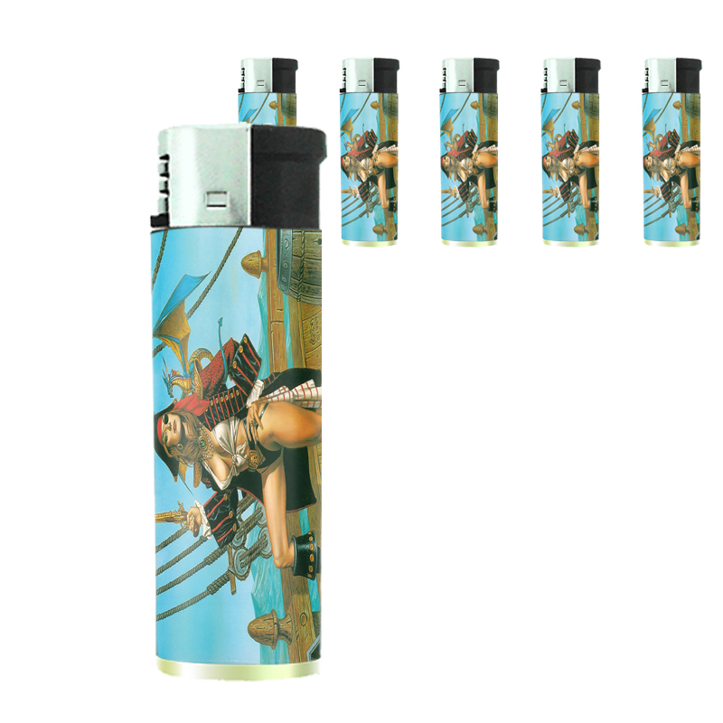 Vintage Pirate Ship D11 Lighters Set of 5 Electronic Refillable Butane
