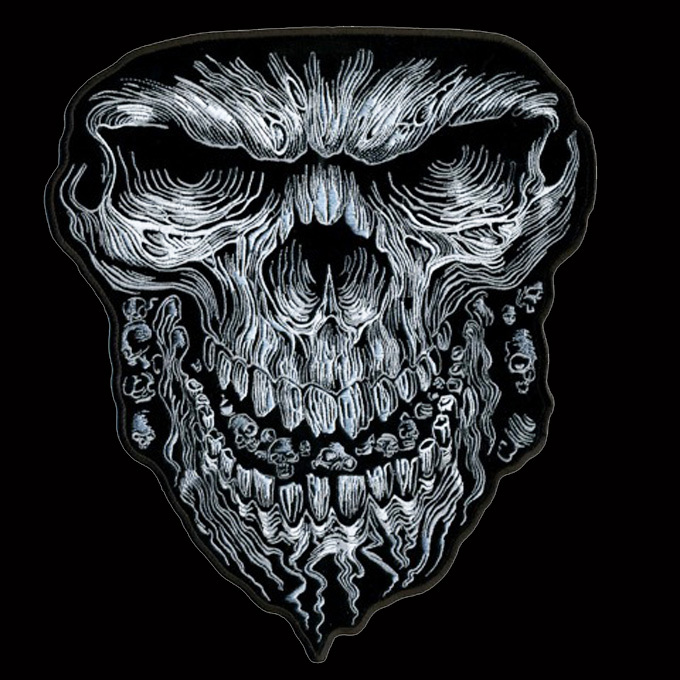 GIANT SKULL EMBROIDERED JACKET VEST 11*10 INCH (XXL) BIKER PATCH BY MILTACUSA