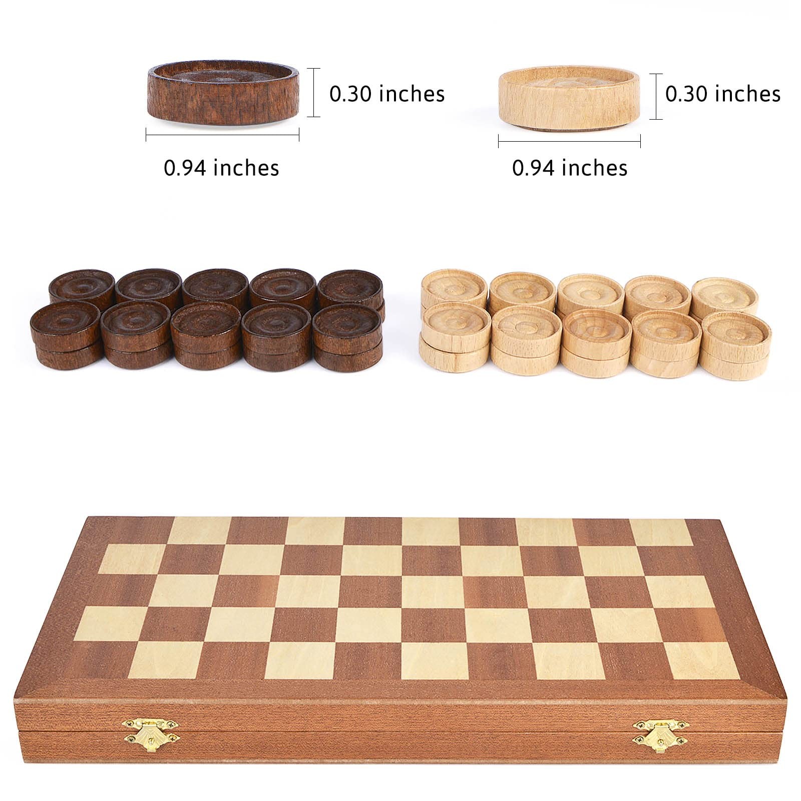 15inch Checkers Folding Wooden Game Set, 100 Square Checkerboard Internationa...