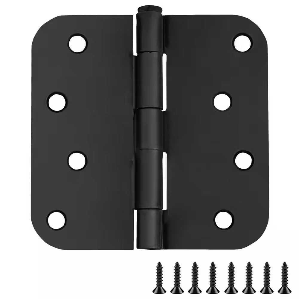4 In. X 5/8 In. Radius Matte Black Door Hinge Value Pack (10 per Pack)