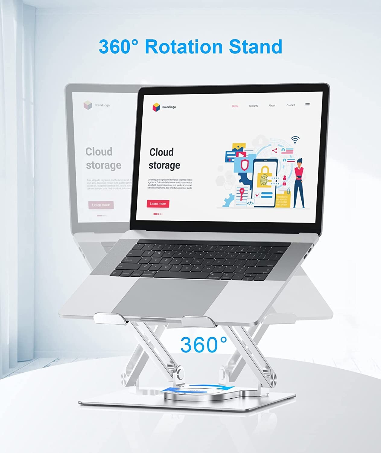 BoYata Laptop Stand for Desk, Adjustable Computer Stand with 360° Rotating Base