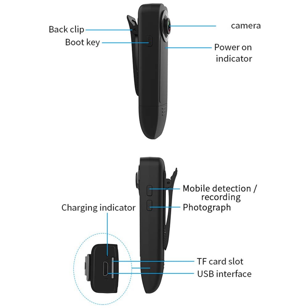 Docooler 1080P Mini Body Camera with Audio Clip-on Video Recorder Wide Angle ...
