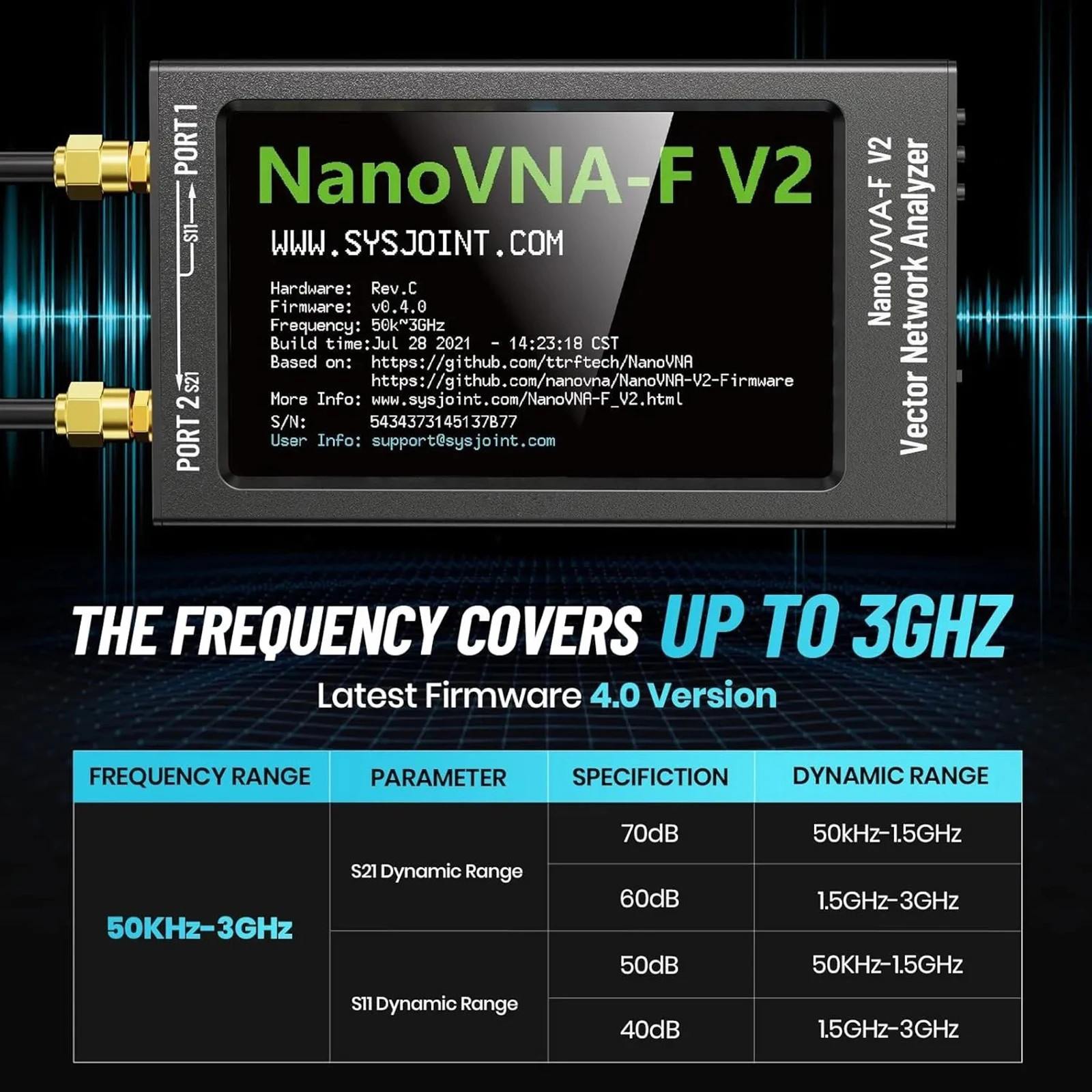 Vector Network Analyzer 4.3Inch VHF UHF VNA SWR Antenna Analyzer network tester