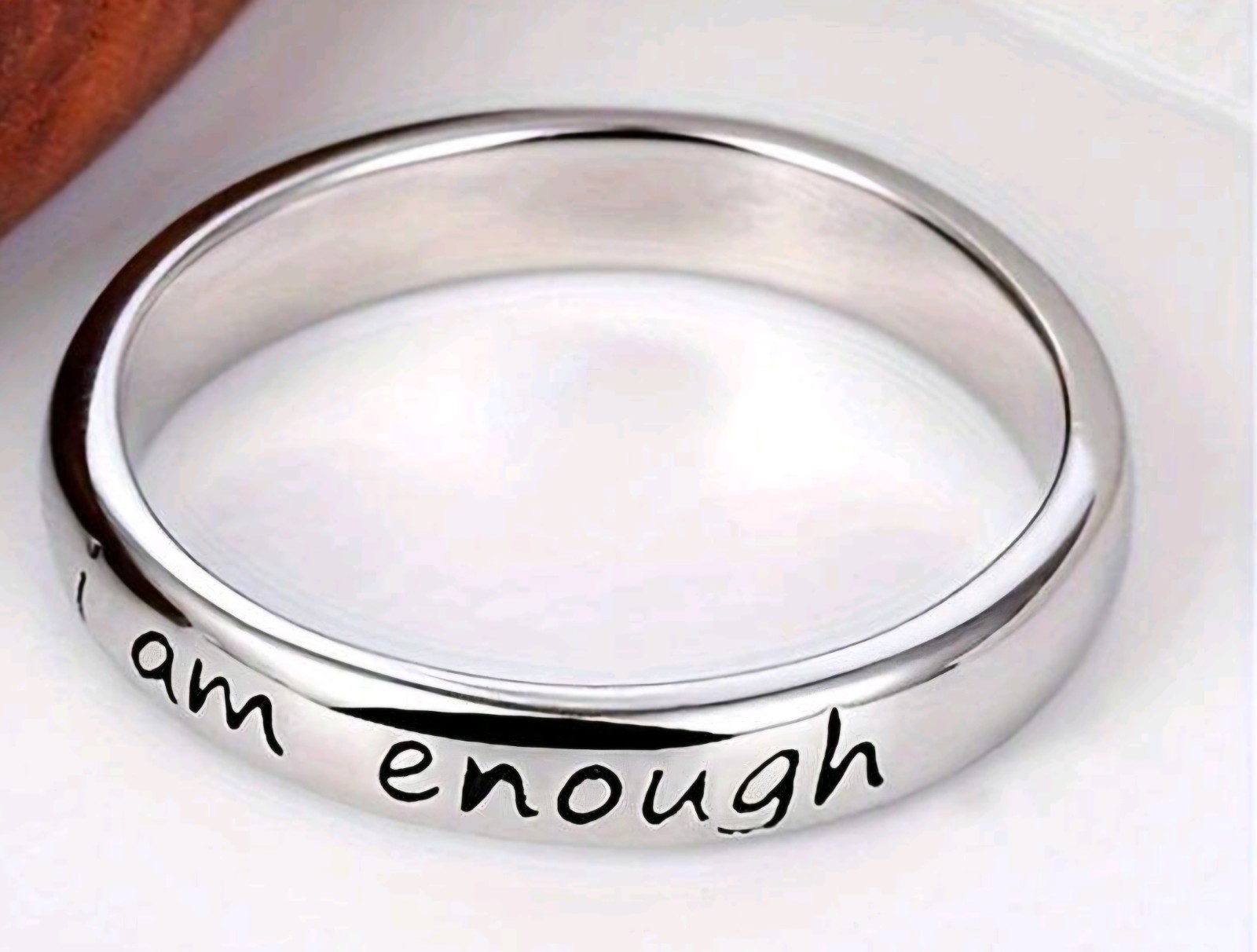 Inspirational "i am enough"  Silver Band Stainless Steel  Sizes 6 - 11 Free Ship