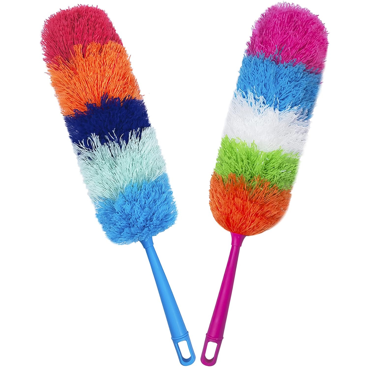 2 Pack 22-Inch Rainbow Reusable Microfiber Dusters,Bendable and Washable Feather
