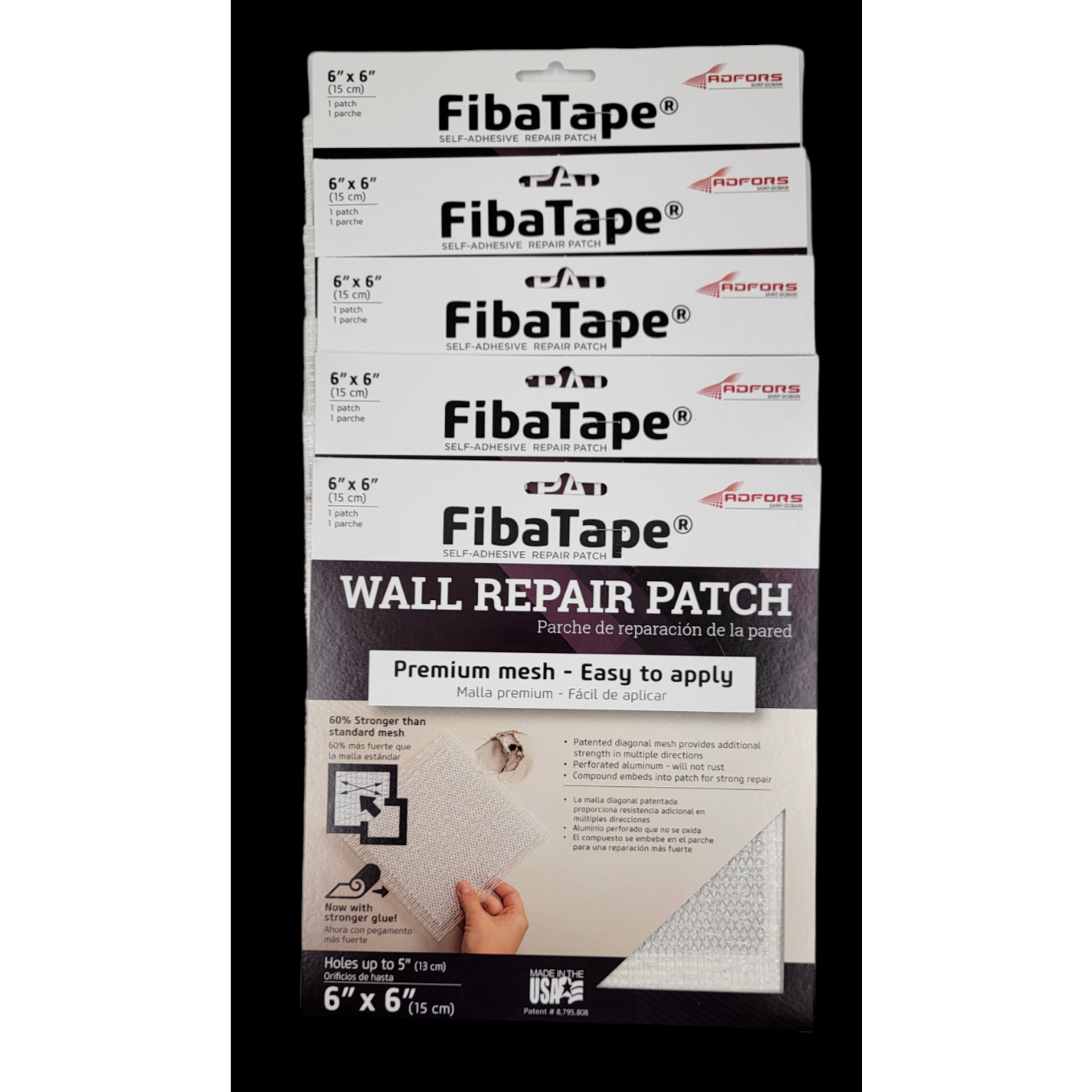 Saint-Gob ADFOR FibaTape Self-Adhesive 6-in x 6-in Drywall Repair Patch Lot of 5