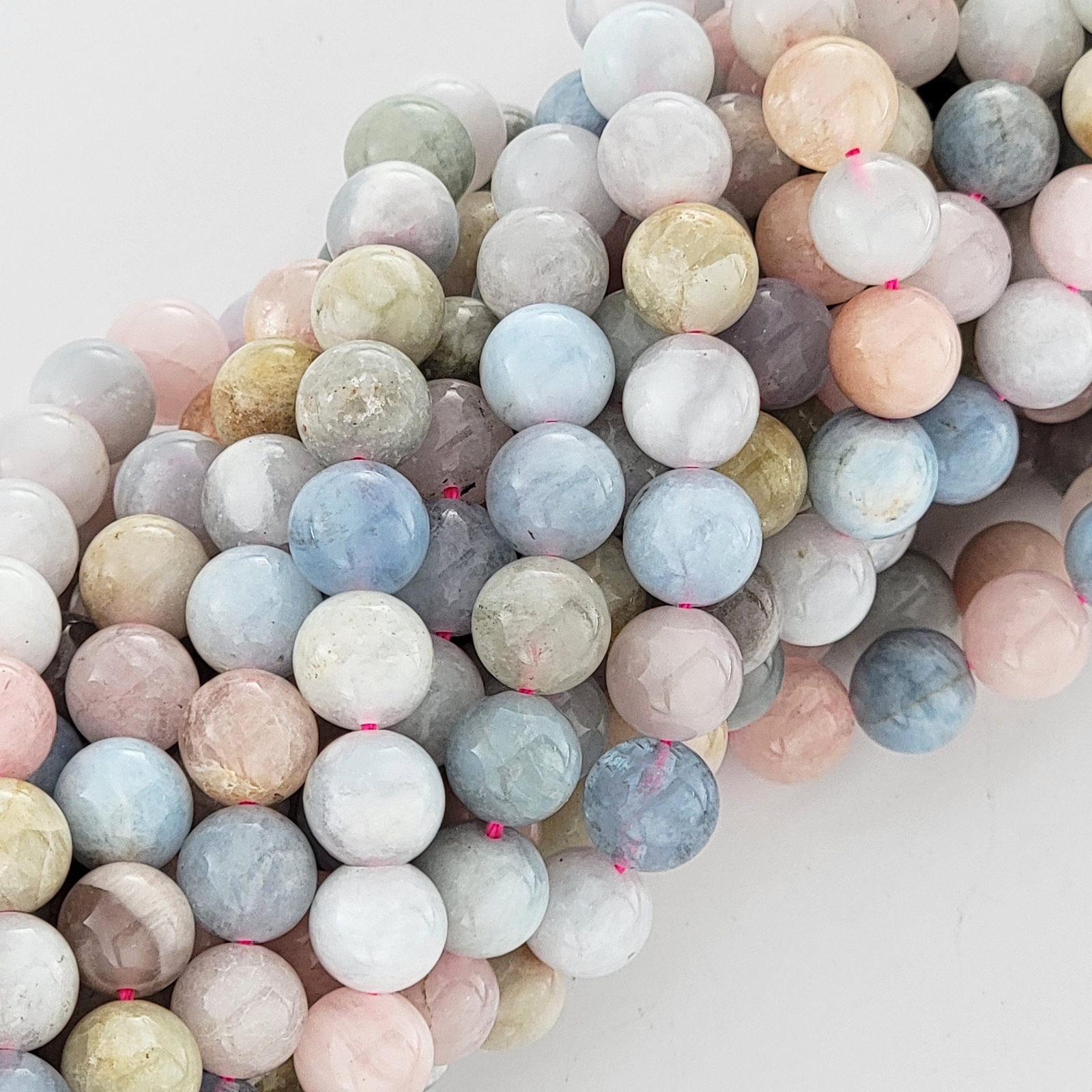 Morganite Beads Beryl Beads Pink Blue Natural Smooth Round Gemstone 6mm 8mm 10mm