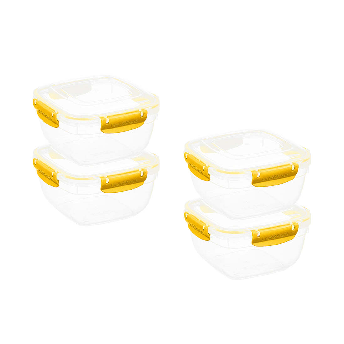 Superio Plastic Food Storage Containers, Airtight Lids, 48 oz., Yellow, 4 pack