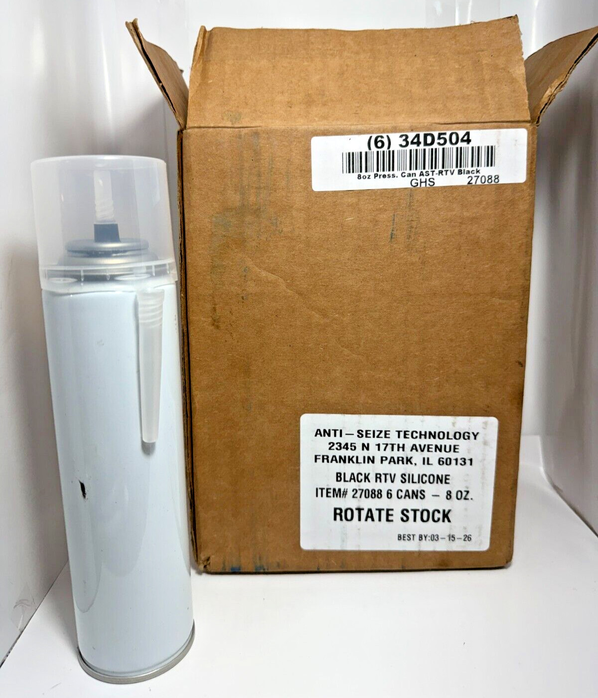 (Box of 6) Anti-Seize Technology Black RTV Silicone 34D504 Grainger 27088