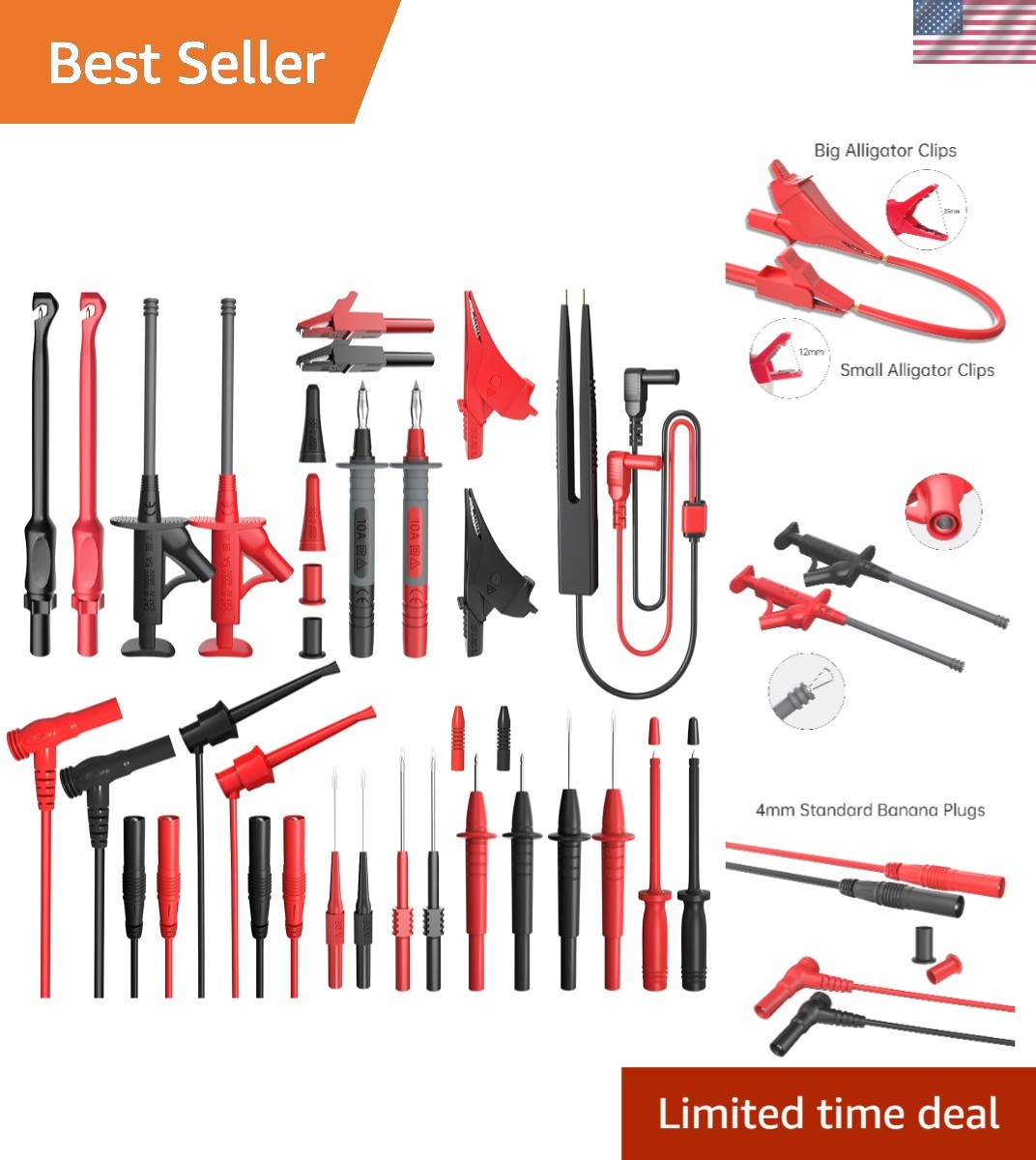 25PCS Silicone Multimeter  Leads Kit with Replaceable Wire Piercing Probes Se...