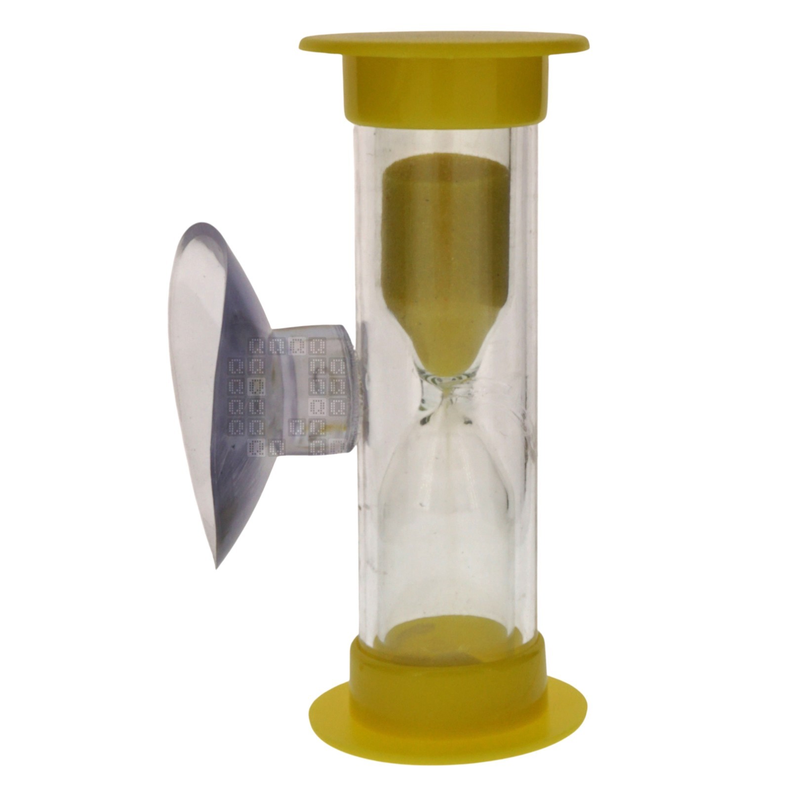 Plastic Hourglass Sand Timer with Suction Cup, 3 Minute, Yellow, 2-3/8" Height