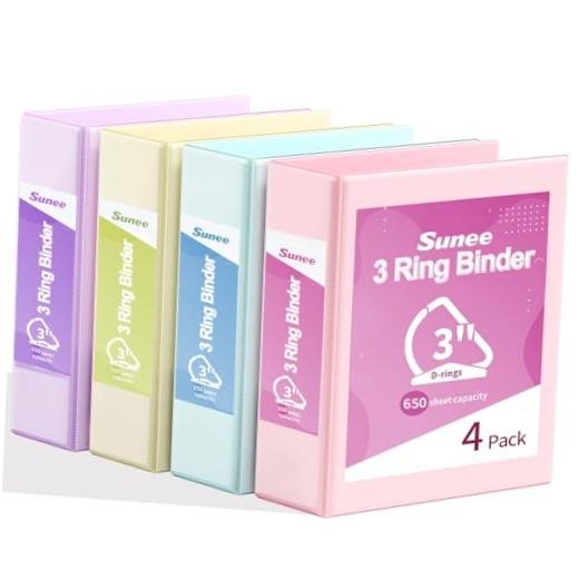 3 Ring Binder D Ring, Clear View Binder Three Ring PVC-Free (Fit 8.5x11 3 Inch