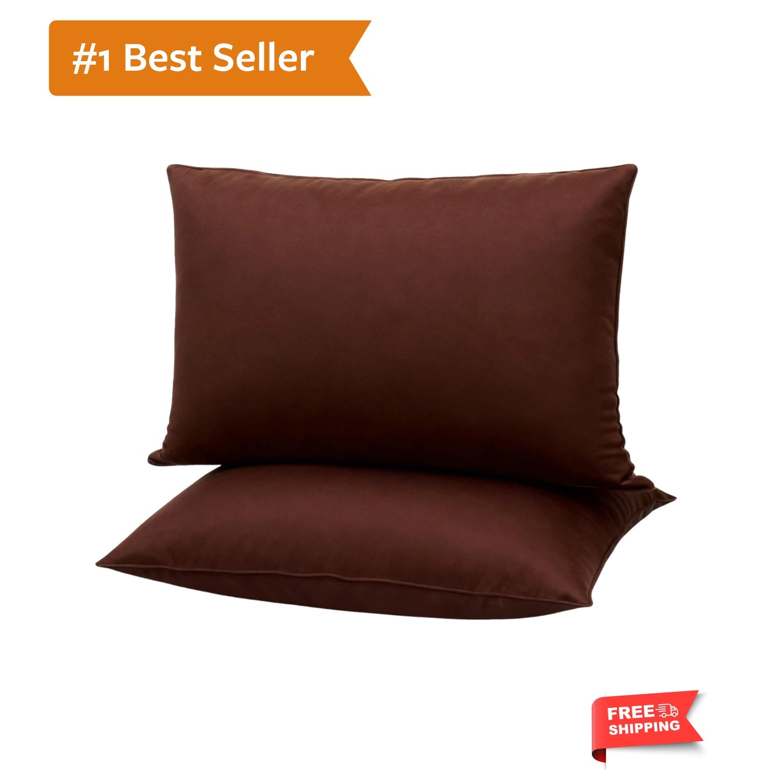 Flat Ultra Thin Bed Pillows Standard/Queen Size Pillow Set of 2 Extra Soft Do...