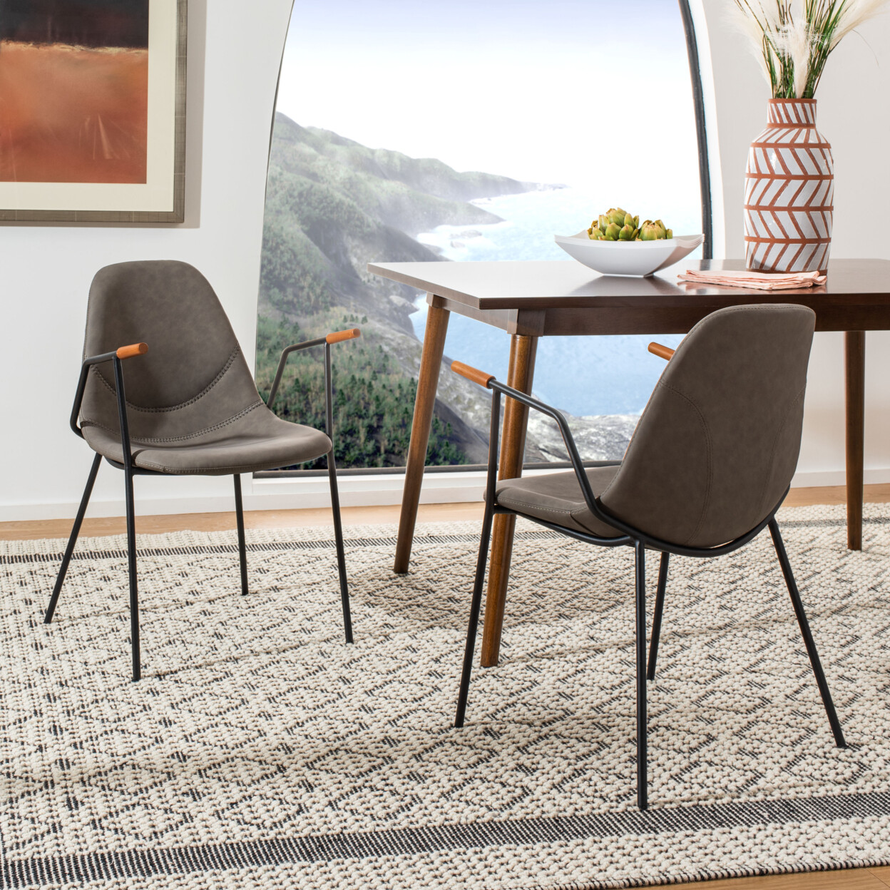 SAFAVIEH Tanner Mid-Century Dining Chair Set of 2 | Ash / Black |