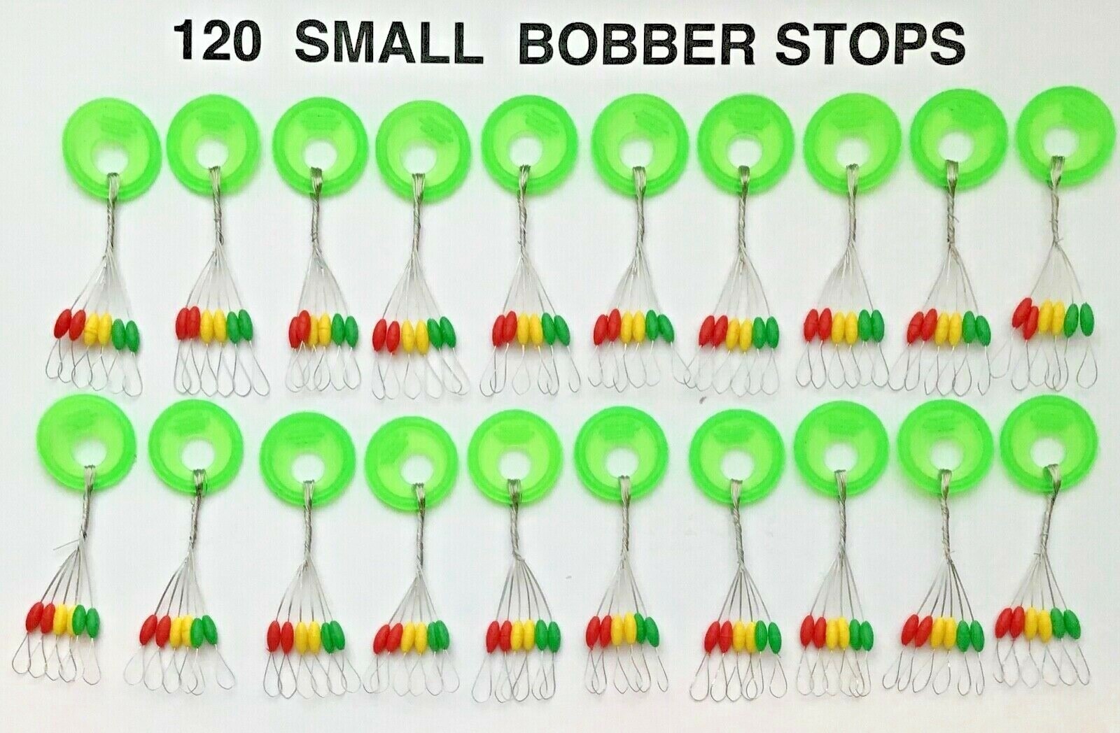 120 SMALL Fishing Rubber Float Bobber Stops Pitch Sinker size new USA colored